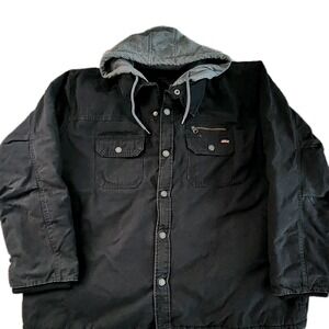 Dickies Jacket Mens 3XL Black Canvas Hooded Work Barn Coat Rancher Quilted Heavy